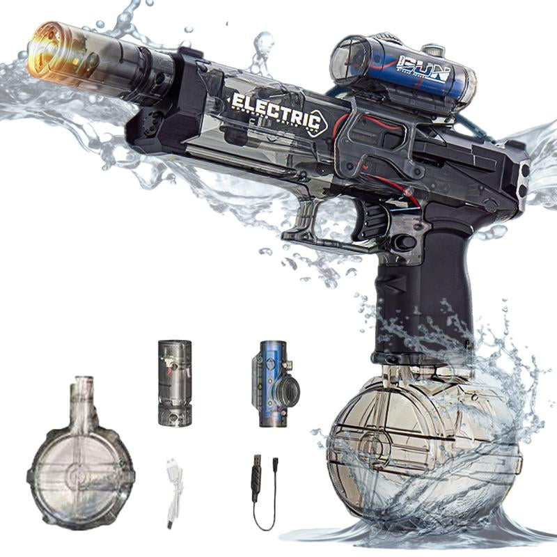 LED Light-Up Water Gun, High-Capacity Electric Squirt Water Gun with Luminous Flame Effect, Battery-Powered Outdoor Beach Battle Toy for Boys and Girls, Ideal Birthday Gift, Summer Outdoor Activities, Squirt Gun, Durable Plastic, Water Gun for Kids