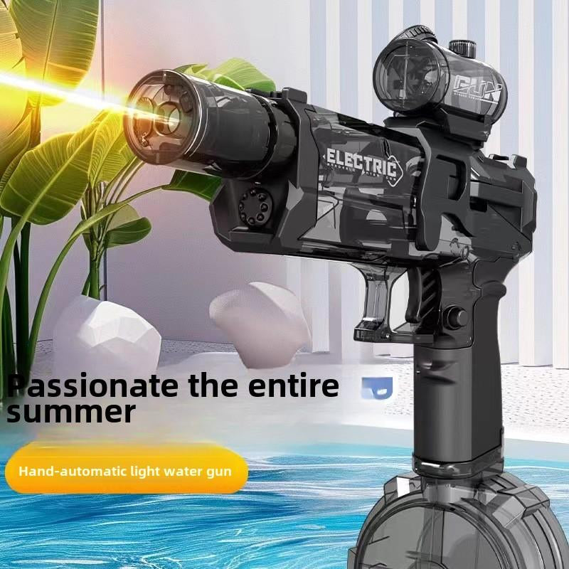 LED Light-Up Water Gun, High-Capacity Electric Squirt Water Gun with Luminous Flame Effect, Battery-Powered Outdoor Beach Battle Toy for Boys and Girls, Ideal Birthday Gift, Summer Outdoor Activities, Squirt Gun, Durable Plastic, Water Gun for Kids