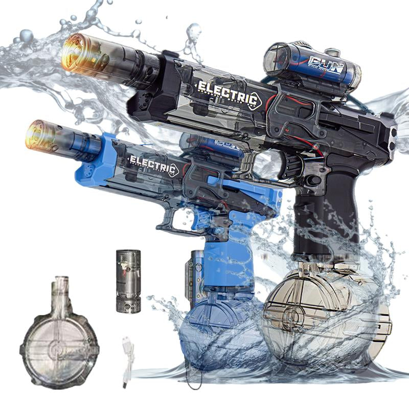 LED Light-Up Water Gun, High-Capacity Electric Squirt Water Gun with Luminous Flame Effect, Battery-Powered Outdoor Beach Battle Toy for Boys and Girls, Ideal Birthday Gift, Summer Outdoor Activities, Squirt Gun, Durable Plastic, Water Gun for Kids