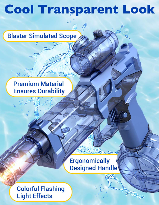Electric Water Gun Fast Mode Ice Explosion Pistol Water Gun Firelight Water Gun Swimming Playing Game Tool Children's Water Grab