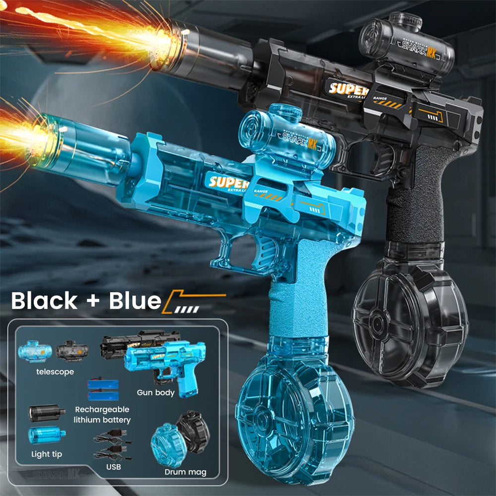 Electric Water Gun Fast Mode Ice Explosion Pistol Water Gun Firelight Water Gun Swimming Playing Game Tool Children's Water Grab