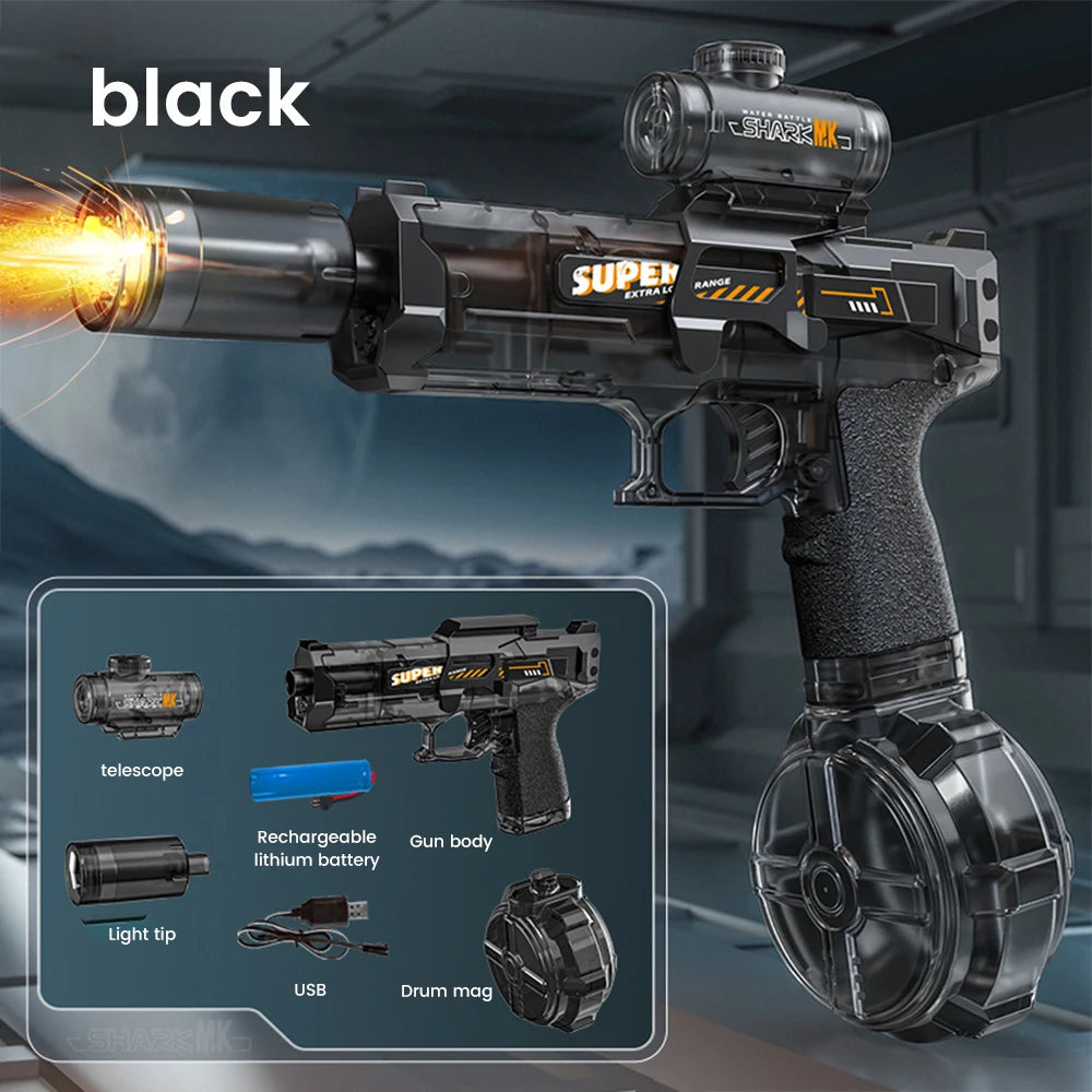 Electric Water Gun Fast Mode Ice Explosion Pistol Water Gun Firelight Water Gun Swimming Playing Game Tool Children's Water Grab