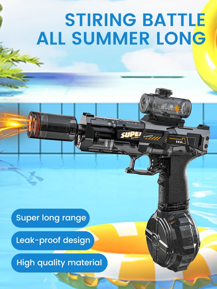 Electric Water Gun Fast Mode Ice Explosion Pistol Water Gun Firelight Water Gun Swimming Playing Game Tool Children's Water Grab