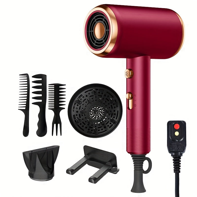 Ionic Hair Dryer with Diffuser, 2 Speeds, 3 & Cooling Buttons, for Straight & Curly Hair, 1600W, US Plug, Brushed Motor, Ideal for Home, Travel & Salon Use, Portable Electric Hair Drye, Home Hair Care, Professional Styling To
