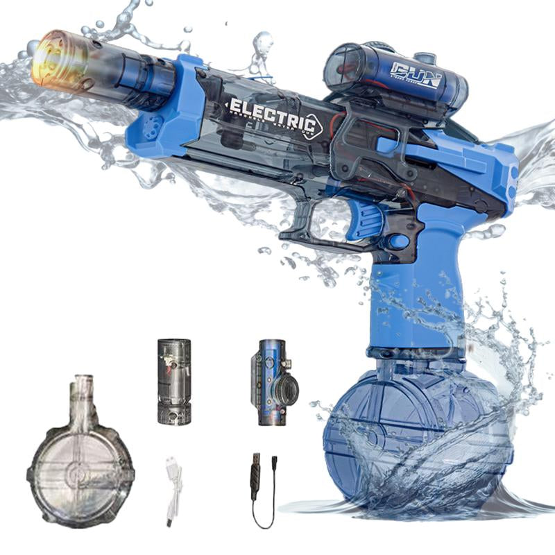 LED Light-Up Water Gun, High-Capacity Electric Squirt Water Gun with Luminous Flame Effect, Battery-Powered Outdoor Beach Battle Toy for Boys and Girls, Ideal Birthday Gift, Summer Outdoor Activities, Squirt Gun, Durable Plastic, Water Gun for Kids